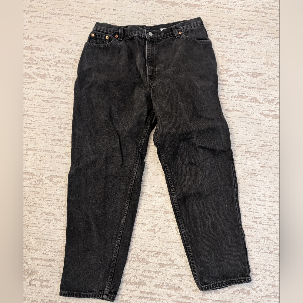 Vintage Levi's 550 Black Denim Jeans, Y2K,  Woman Size 18 Made in USA, Red Tab